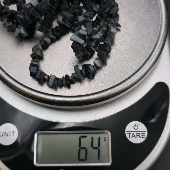 Slip On 17 Inch Dark Tones Shell And Cat's Eye Stones Necklace B992 - Picture 5 of 5